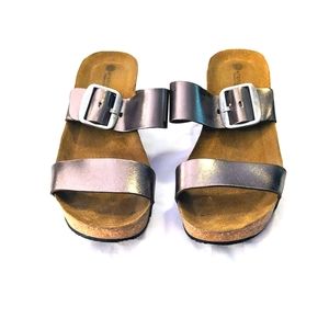 Eric Michael Izzy Metallic Leather Cork Wedge Sandals Women’s EU 40 US 9.5-10